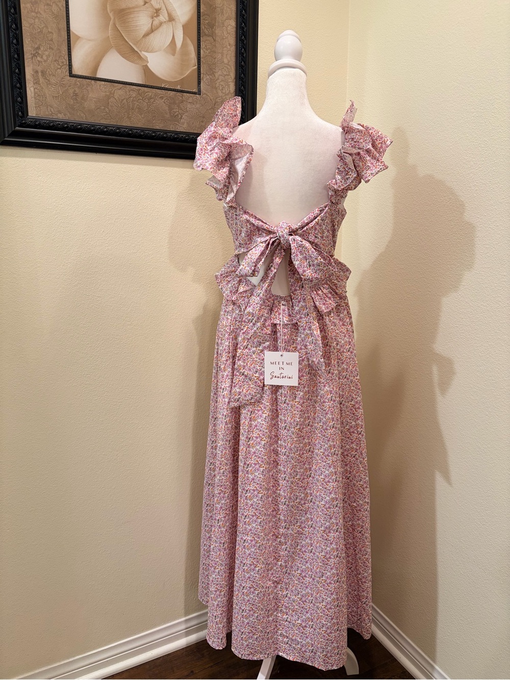 Meet Me In Santorini Purple/ Pink Floral Ruffle Maxi Dress size Small NWT - Picture 3 of 3